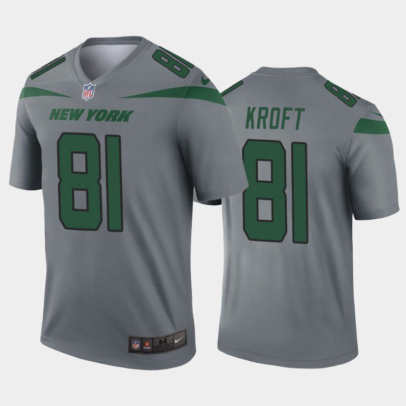 Men New York Jets 81 Tyler Kroft Nike Grey Inverted Legend NFL Jersey